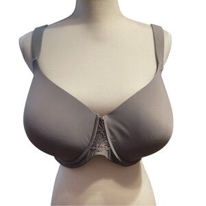 Leading Lady Contour Floral Lace Underwire Bra Full Coverage Gray Wine 46D Comfy